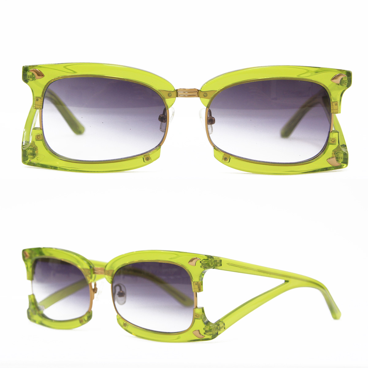 Linda Farrow Очки Prabal Gurung Sunglasses Rectangular Green and Purple
