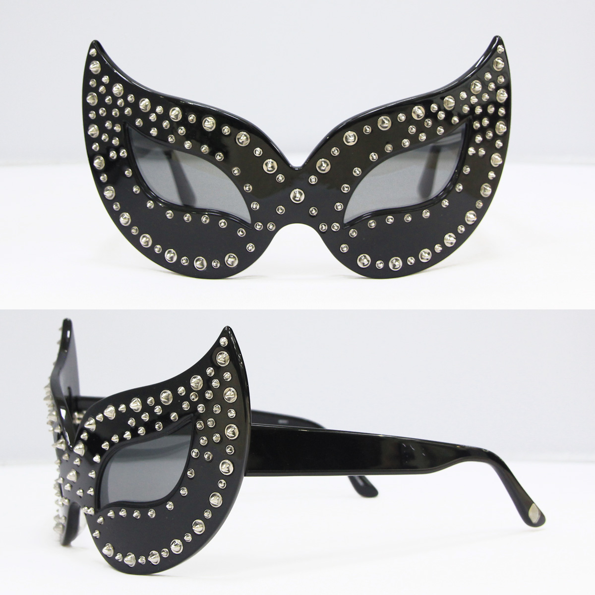 Linda Farrow очки black and silver cateye mask want me